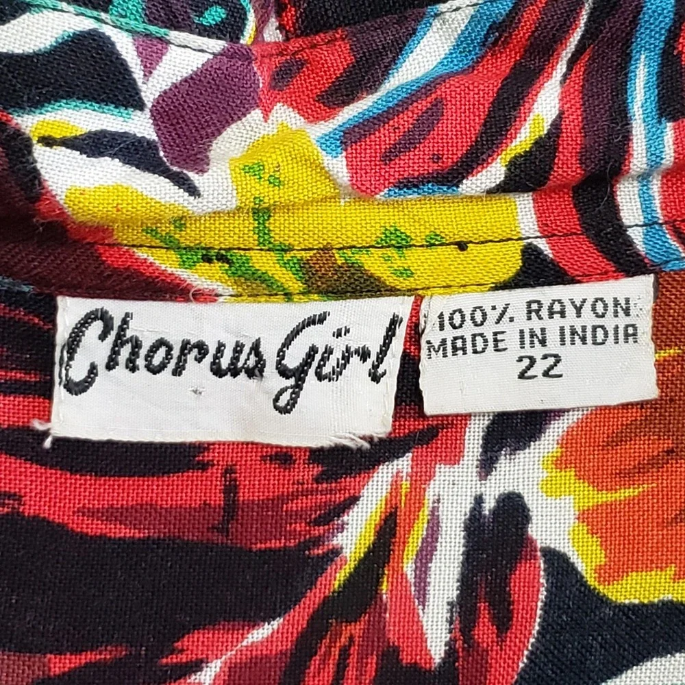 Chorus Girl Vintage 90s Beaded Floral Rayon Button Up Shirt Womens 22 Plus Size - Picture 3 of 14